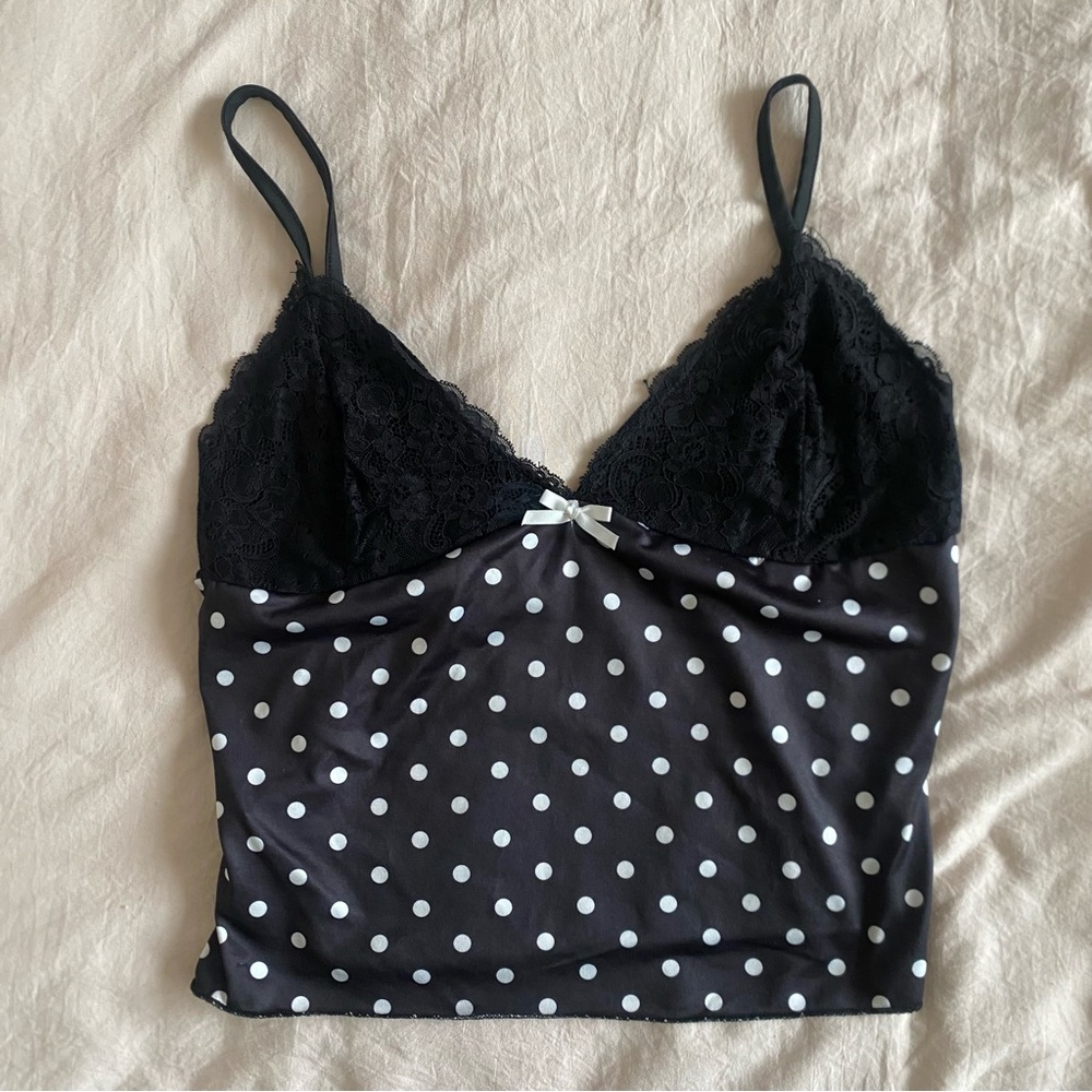 Black Polka Dot Lace Camisole